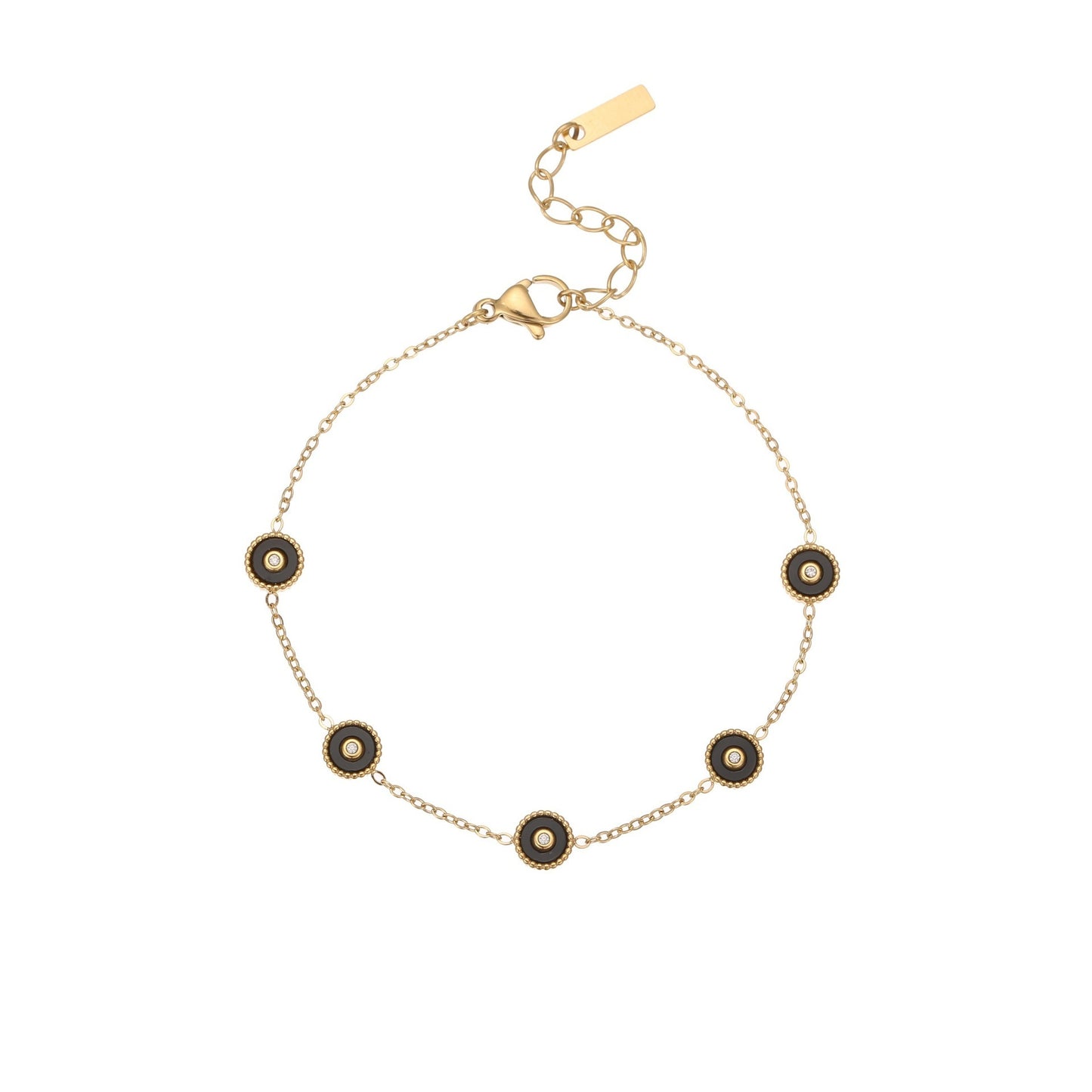 Diamond Zircon Bracelet Gold Plated Stainless Steel