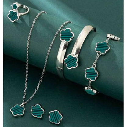 Five-leaf Flower Bracelet Necklace Five-leaf Flower Earrings Bracelet Necklace Set
