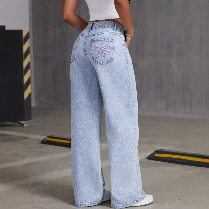 Vintage Bow Jeans For Women