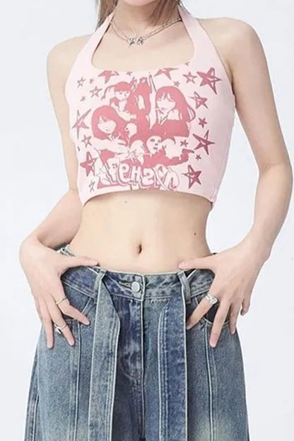 Halterneck Vest Sling Crop Top