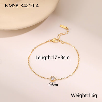 Diamond Zircon Bracelet Gold Plated Stainless Steel
