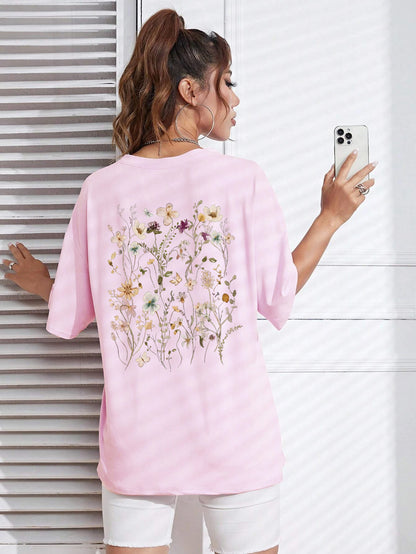 Beautiful Flower Clusters Print Cotton T-shirts