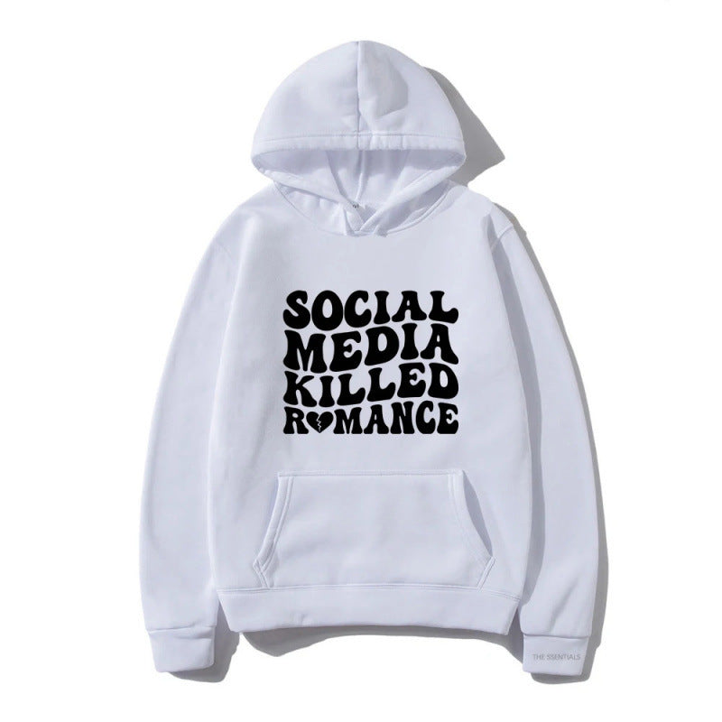 Spring Letter Pattern Printed Hoodie Long Sleeve Casual Coat Top