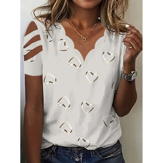 Hollow Out Short Sleeve Tops