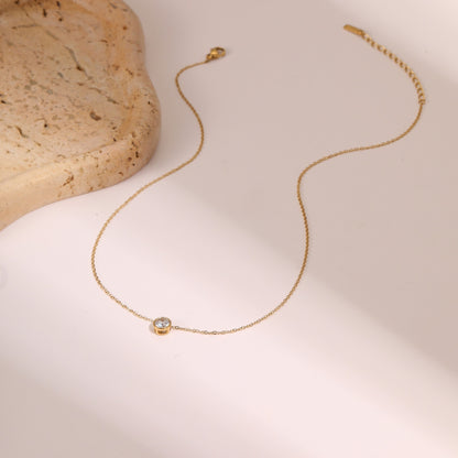 European And American Stainless Steel Necklace Gold-plated Inlaid Zircon High Sense