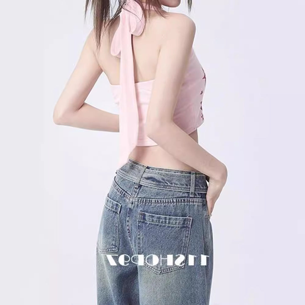 Halterneck Vest Sling Crop Top