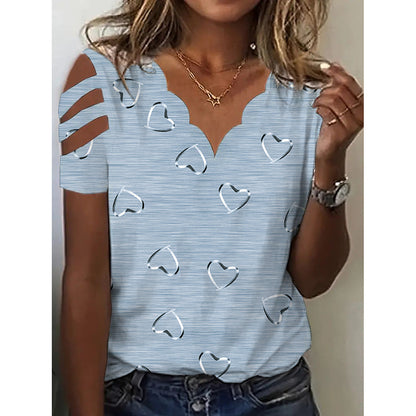 Hollow Out Short Sleeve Tops