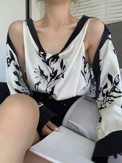 Off-shoulder Floral Shirts