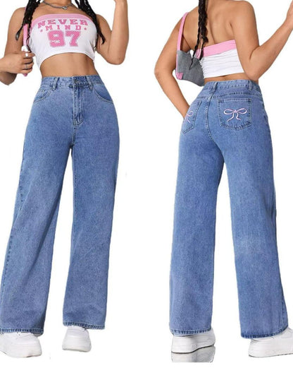 Vintage Bow Jeans For Women