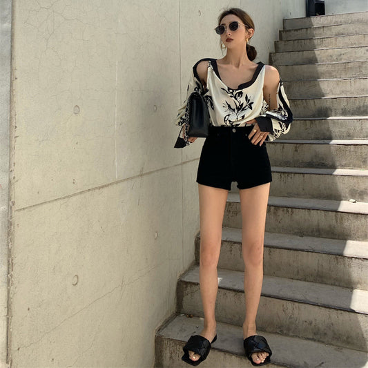 Off-shoulder Floral Shirts