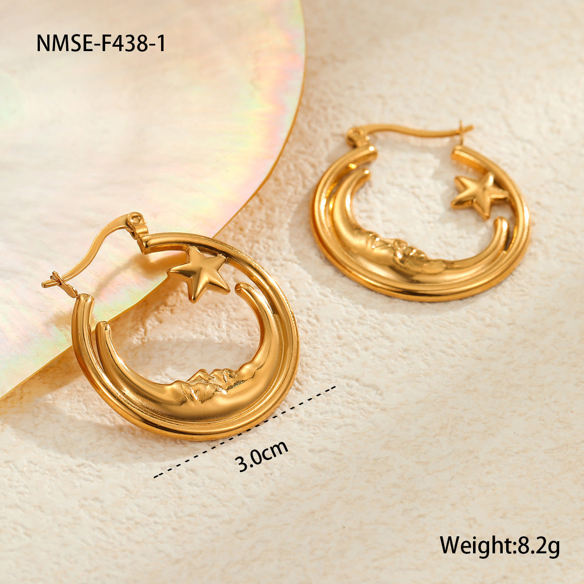 Exaggerated Titanium Steel Earrings 18K Gold Plating Non-fading