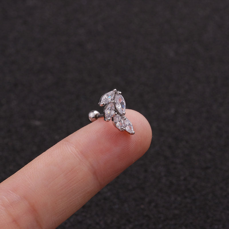 Creative Leaves Ear Studs Twist Ball Stainless Steel Ear Bone Nail