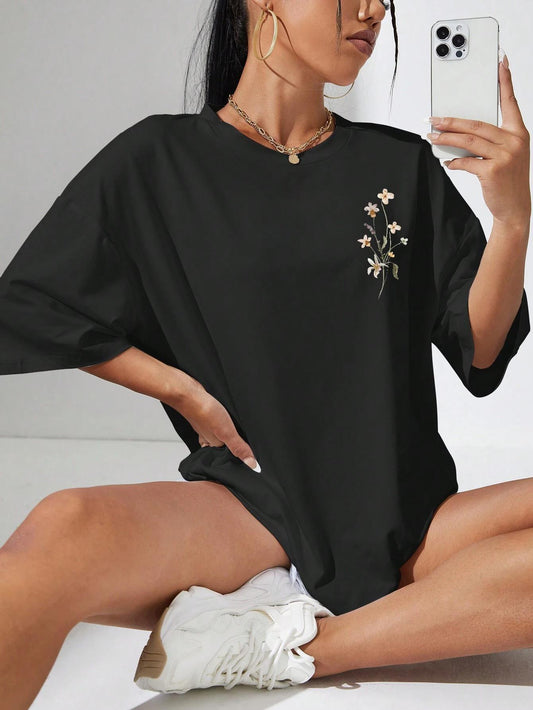 Beautiful Flower Clusters Print Cotton T-shirts