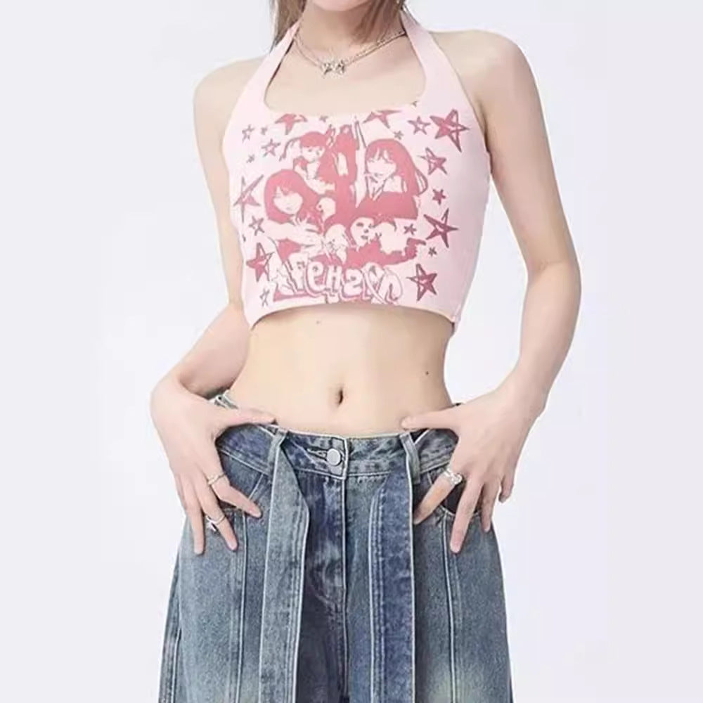 Halterneck Vest Sling Crop Top