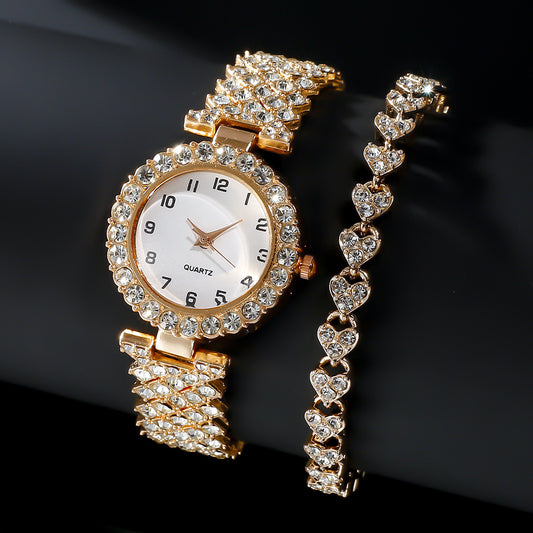 2pcs Luxury Women Watch Set Silver Strap