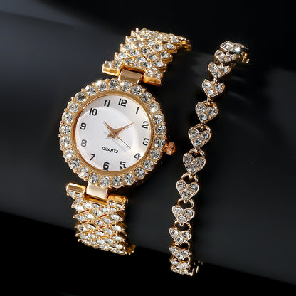 2pcs Luxury Women Watch Set Silver Strap