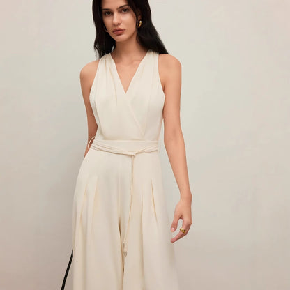 V-neck Sleeveless Casual Jumpsuit