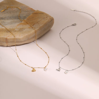 Ins Fashion Pearl Heart Pendant Clavicle Chain