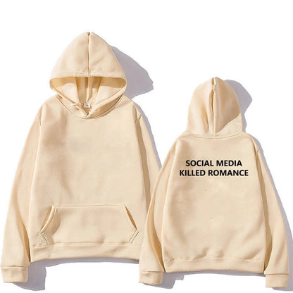 Spring Letter Pattern Printed Hoodie Long Sleeve Casual Coat Top