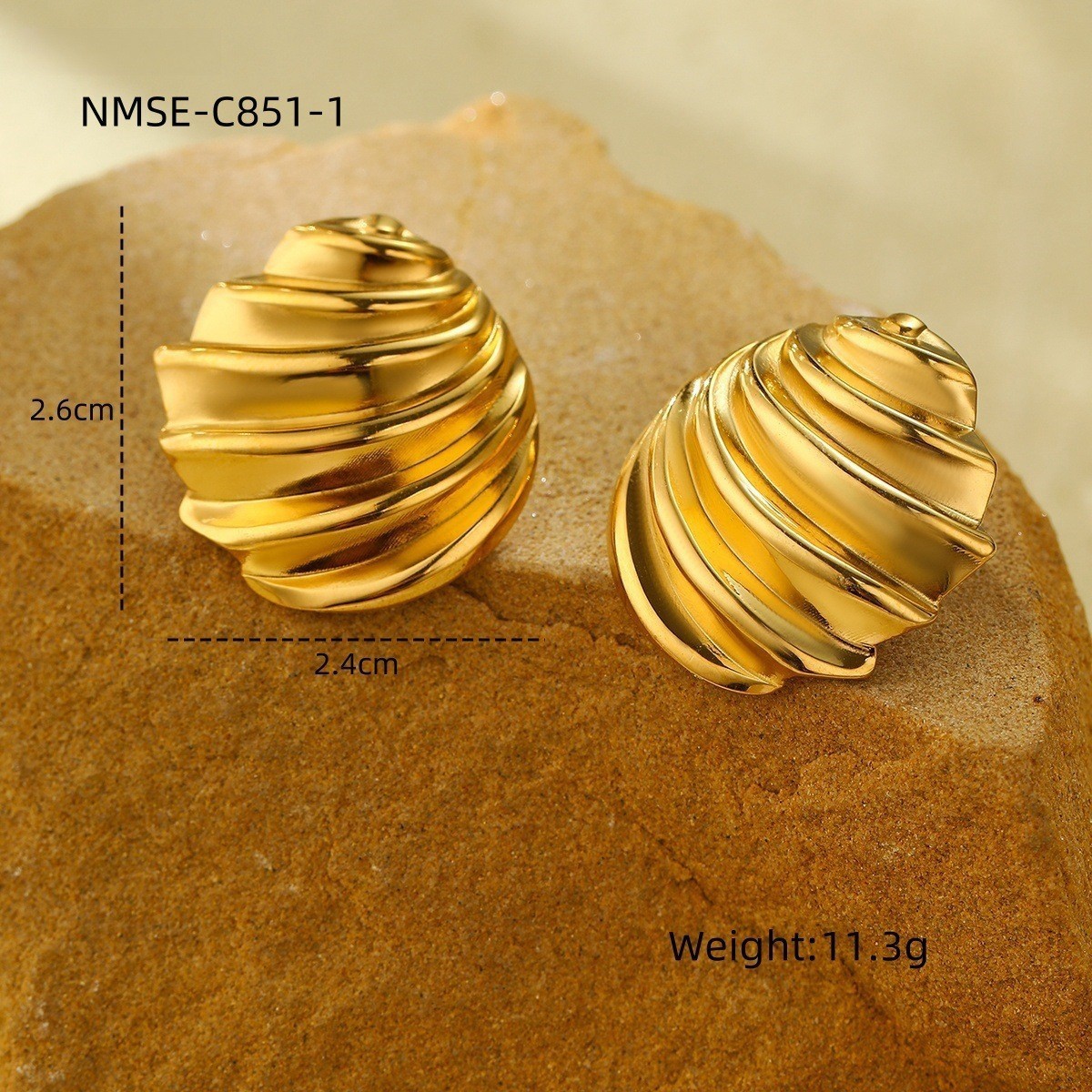 Exaggerated Titanium Steel Earrings 18K Gold Plating Non-fading