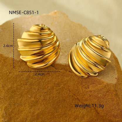 Exaggerated Titanium Steel Earrings 18K Gold Plating Non-fading