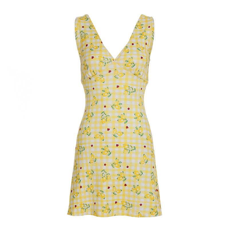 Sleeveless Waist-tigh Backless A- Line Skirt