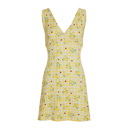 Sleeveless Waist-tigh Backless A- Line Skirt