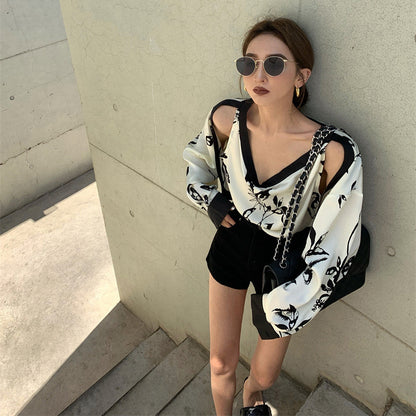 Off-shoulder Floral Shirts
