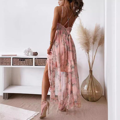 Fashionable And Sweet Temperament Fairy Print Suspender Dress
