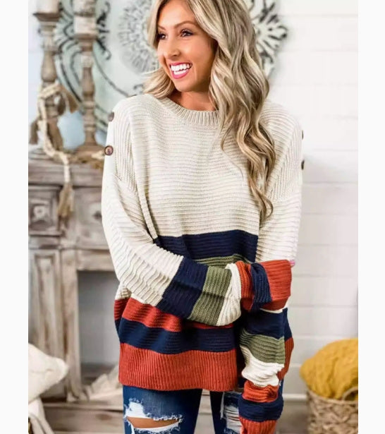 Underneath Half-turtleneck Contrasting Sweater For Women