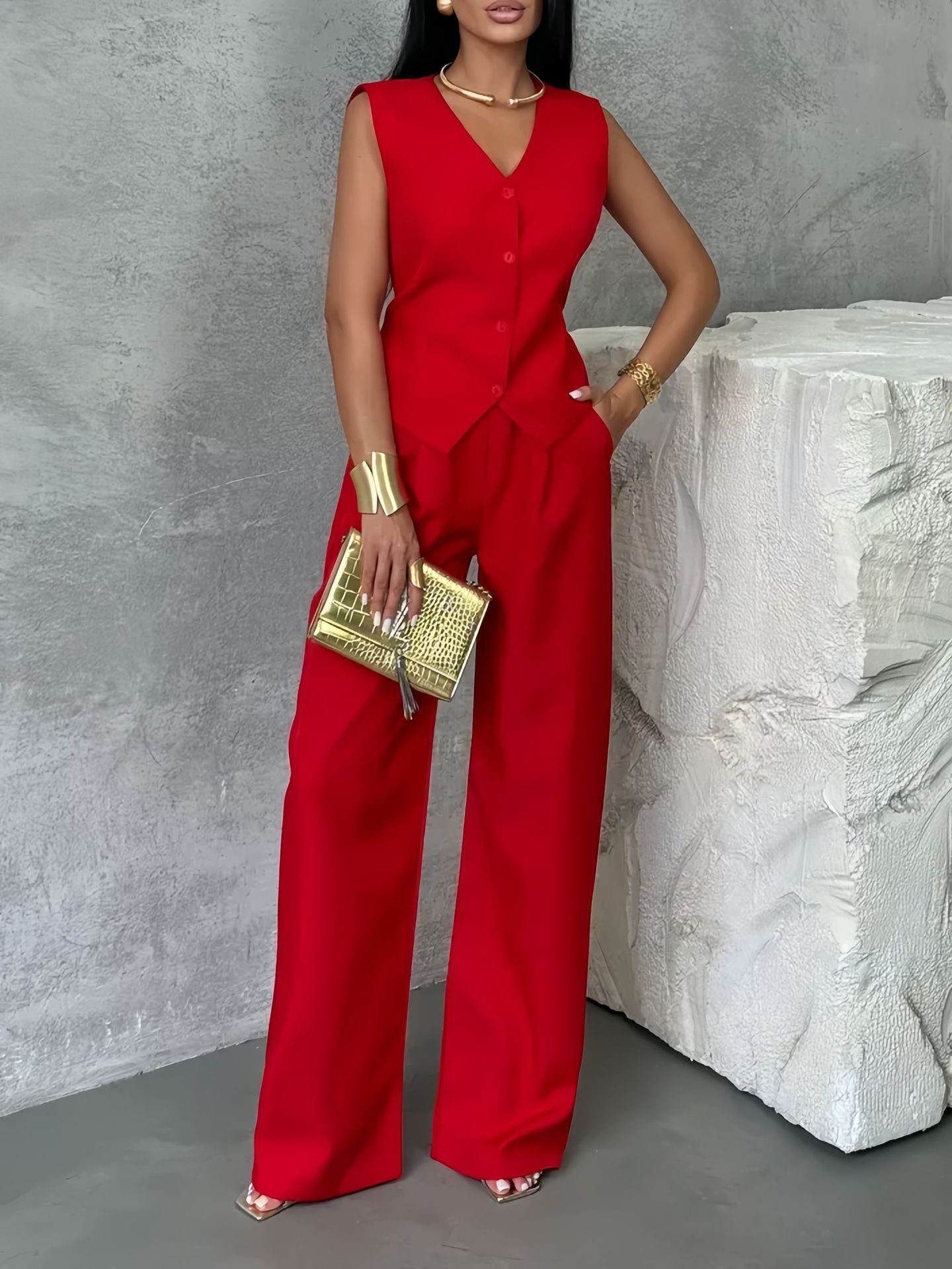 Women's Outer Vest Pants Two-piece Set