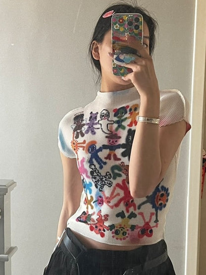Cropped Tops Women Short Sleeve
