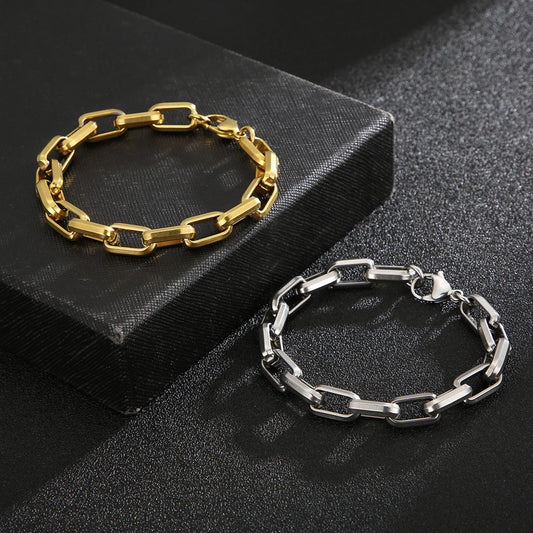 Men's Titanium Steel Bracelet Ins Niche Design Hip-hop Geometric Bracelet
