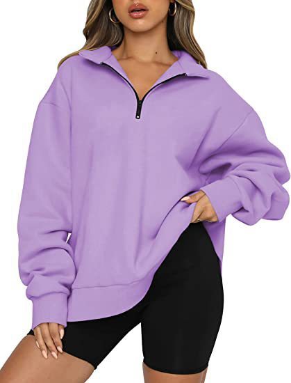 Sweatshirts Zip Turndown Collar