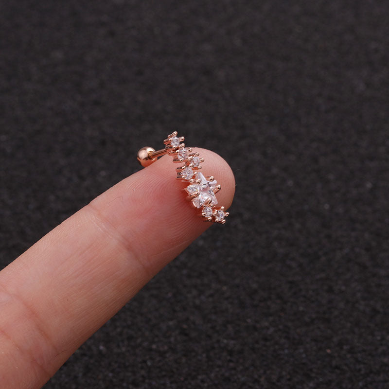 Creative Leaves Ear Studs Twist Ball Stainless Steel Ear Bone Nail